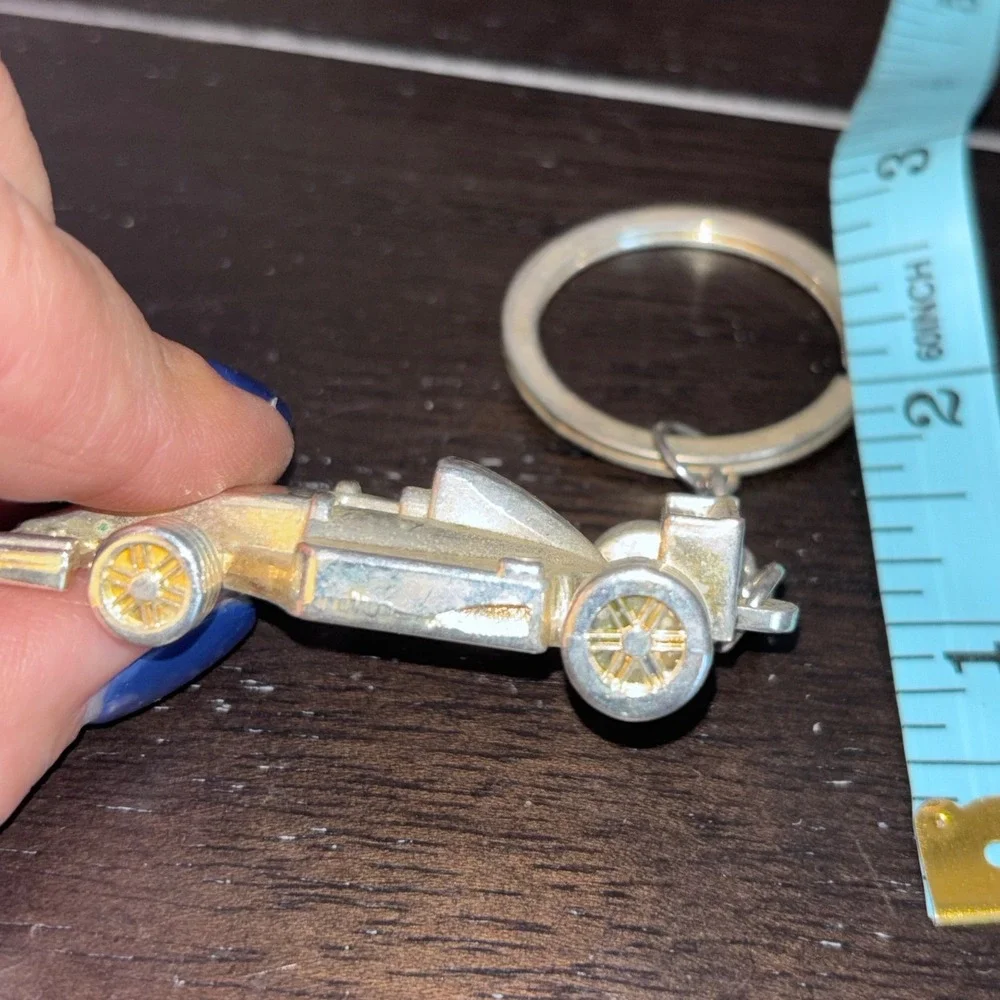 Vintage‎ | Silver Tone | Formula 1 Race Car | Keychain | F1 Sports Car Key Ring